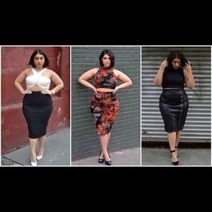 🔥Plus size black faux leather skirt